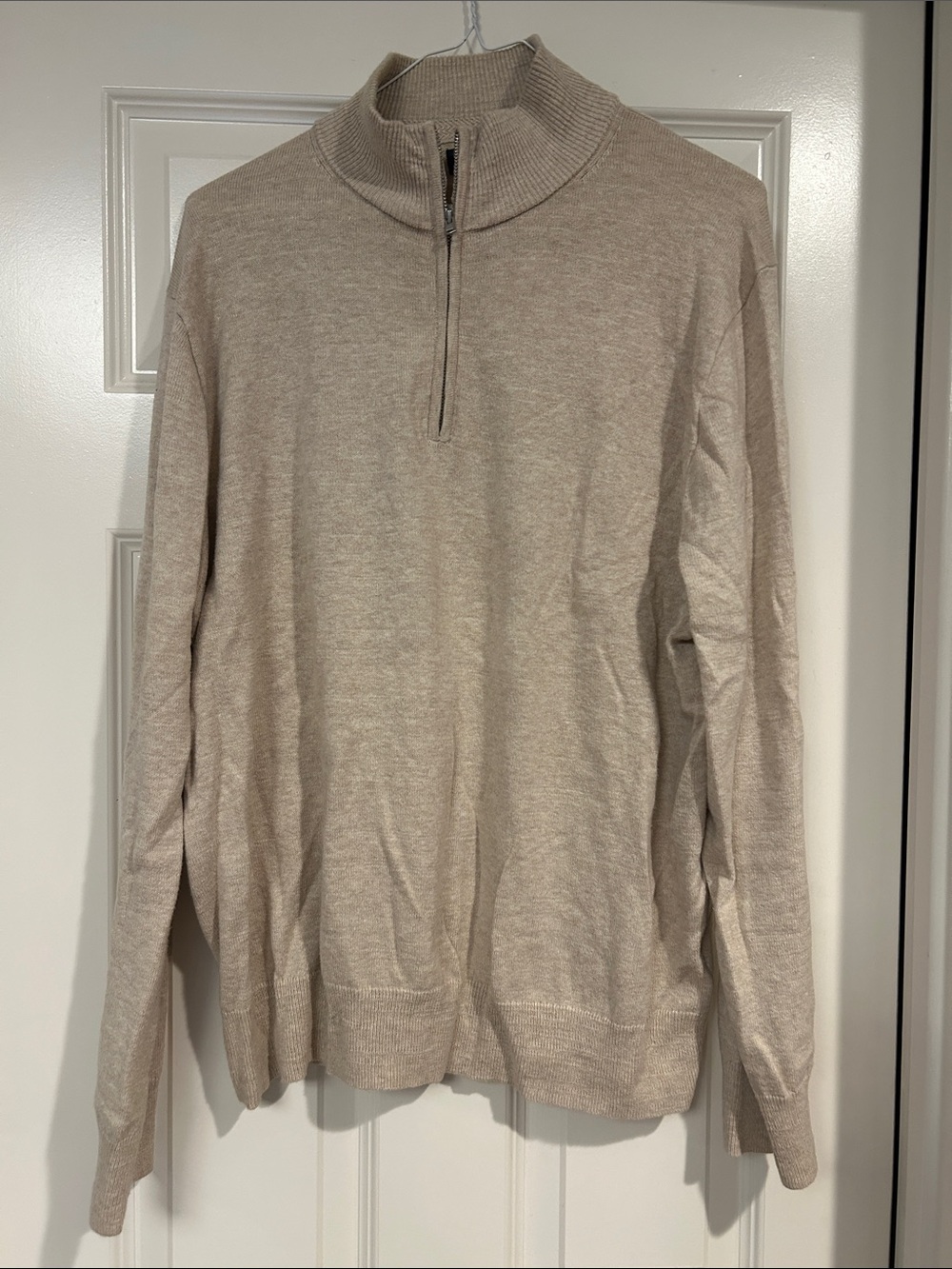 J. Crew Men's Half-Zip Cotton Pullover Sweater - Oatmeal